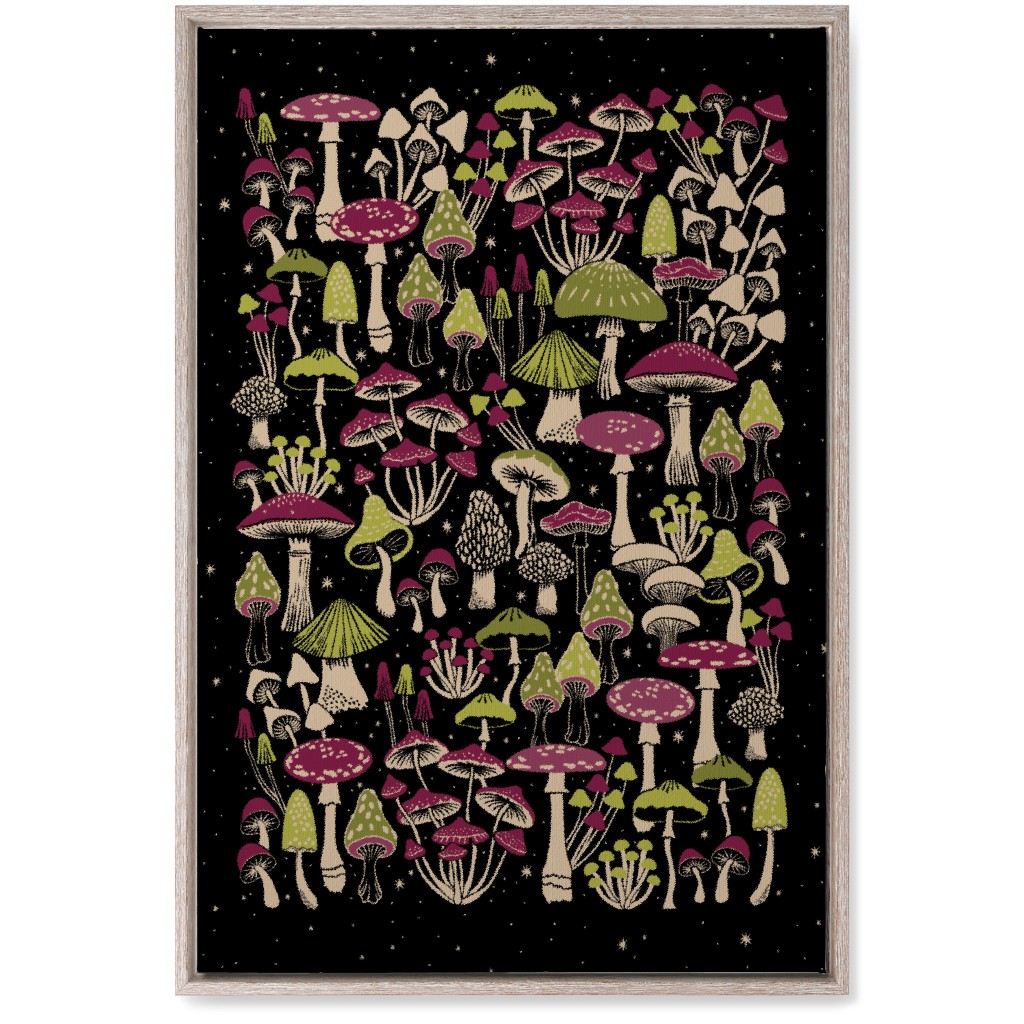 Mushrooms and Stars Wall Art, Rustic, Single piece, Canvas, 20x30, Multicolor