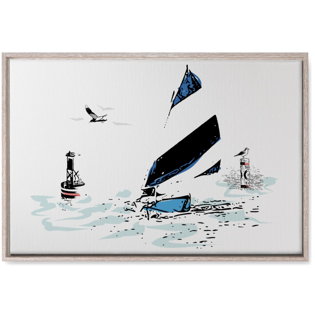 Sailing Away - White and Blue Wall Art, Rustic, Single piece, Canvas, 20x30, White
