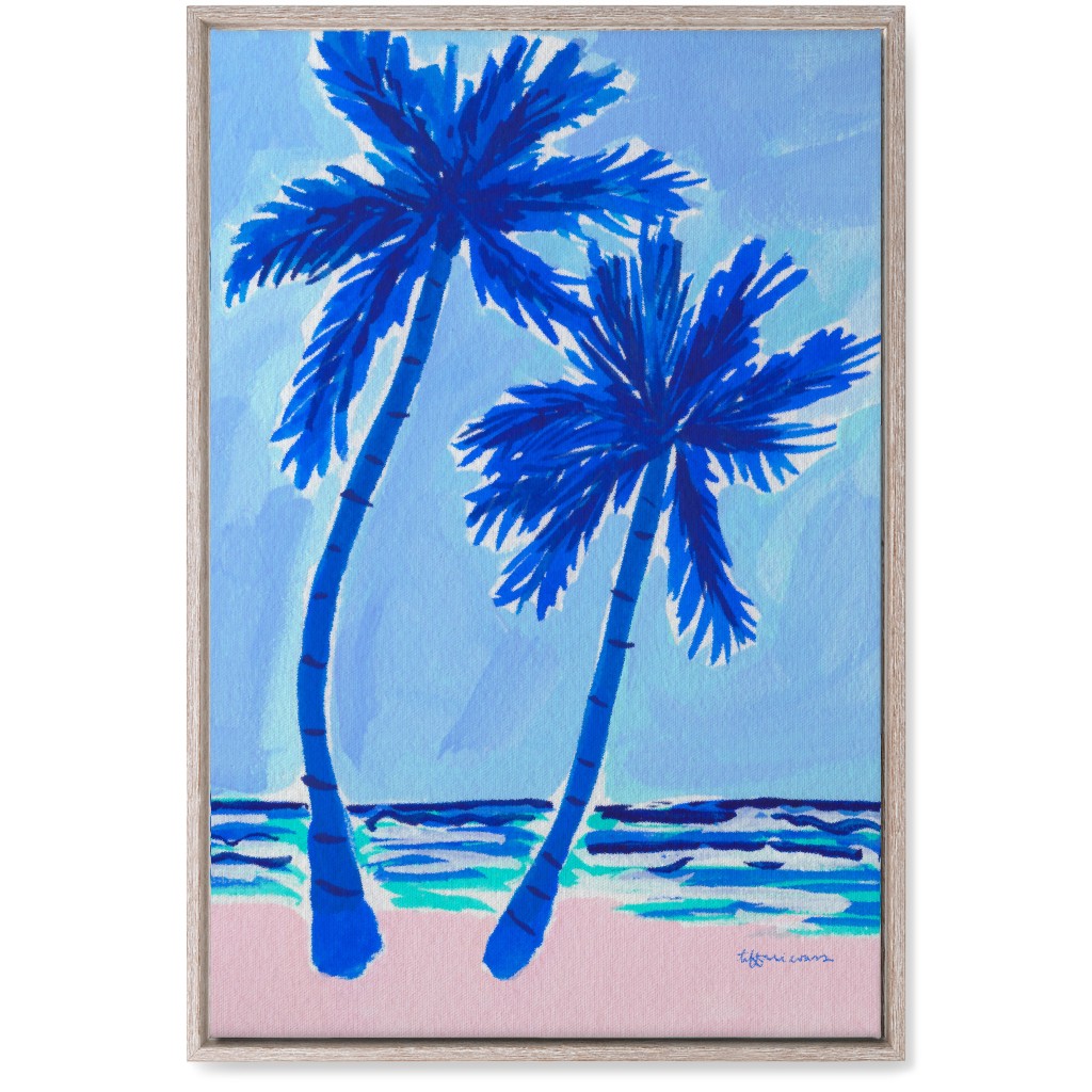 Palm Beach Vibes - Blue Wall Art, Rustic, Single piece, Canvas, 20x30, Blue, True Blue