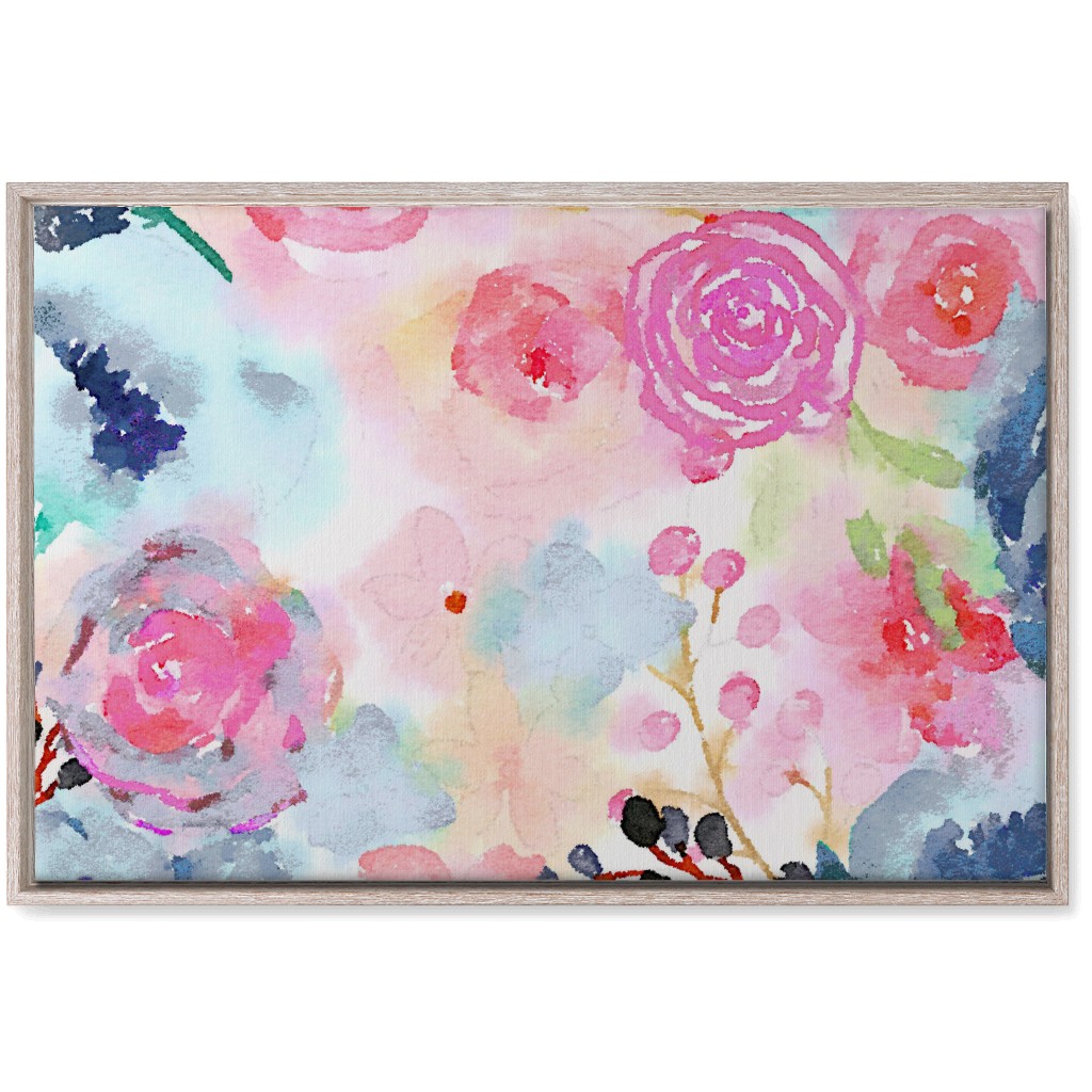 Spring Dreams - Watercolor Floral - Multi Wall Art, Rustic, Single piece, Canvas, 20x30, Multicolor