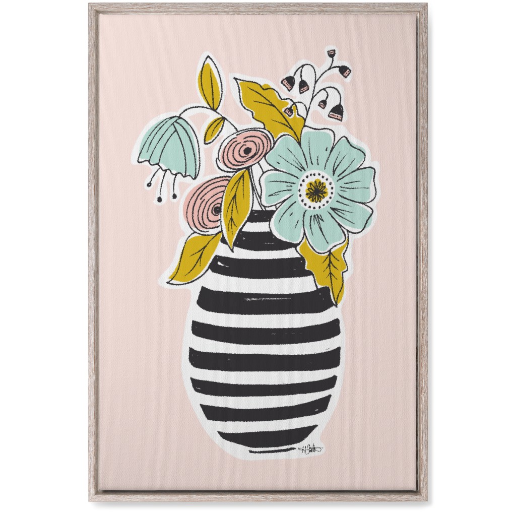 Summer Floral Vase Wall Art, Rustic, Single piece, Canvas, 20x30, Multicolor