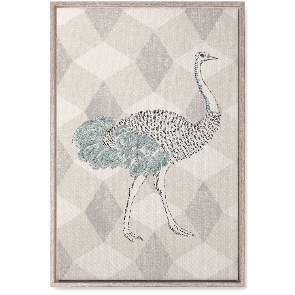Majestic Ostrich Wall Art, Rustic, Single piece, Canvas, 20x30, Beige, Pearl