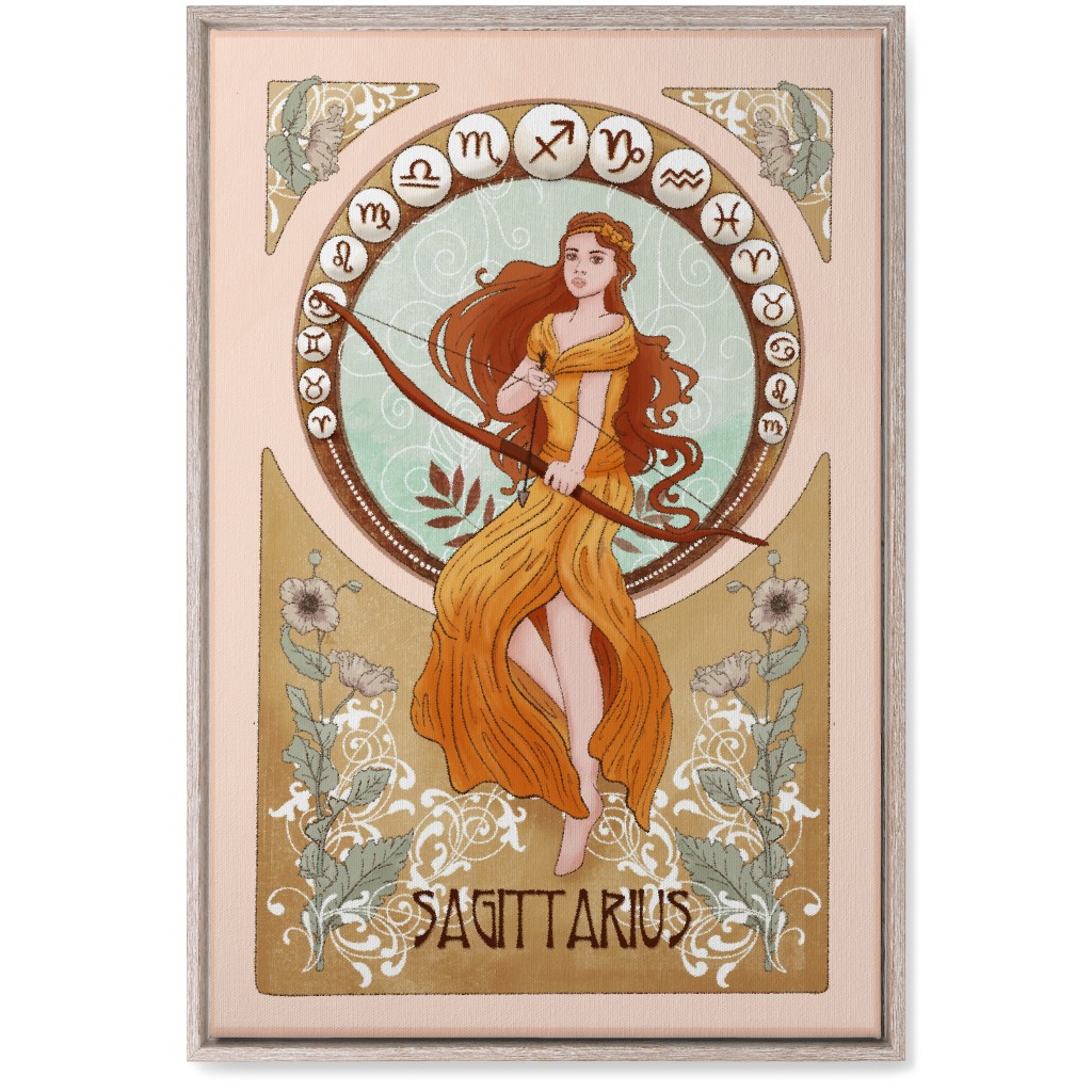 Art Nouveau - Sagittarius Wall Art, Rustic, Single piece, Canvas, 20x30, Multicolor