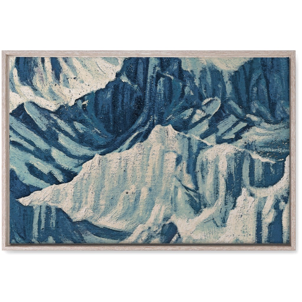 Vintage Snowy Mountains - Blue Wall Art, Rustic, Single piece, Canvas, 20x30, Blue