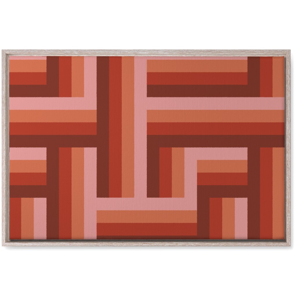Retro Lattice - Mauve Multi Wall Art, Rustic, Single piece, Canvas, 20x30, Red