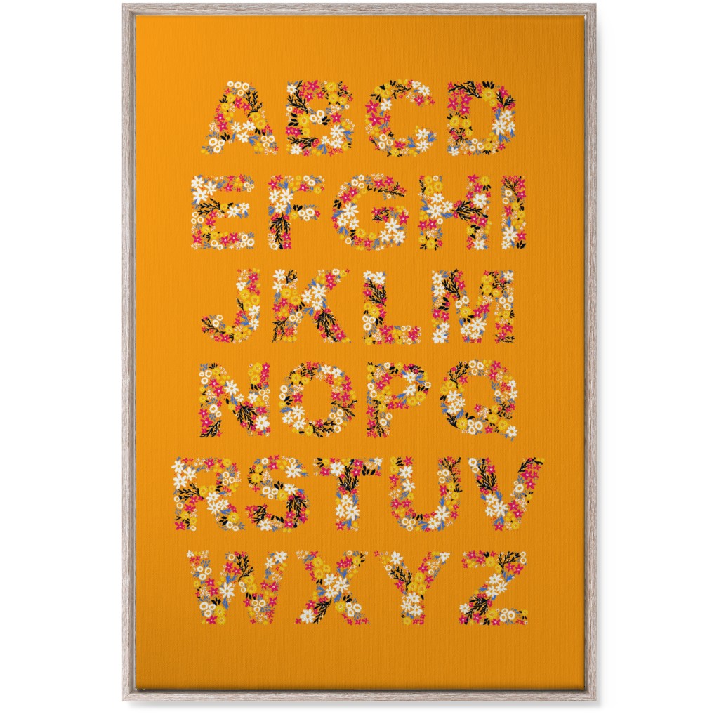 Rustic Wildflower Alphabet Wall Art, Rustic, Single piece, Canvas, 24x36, Orange, Amber