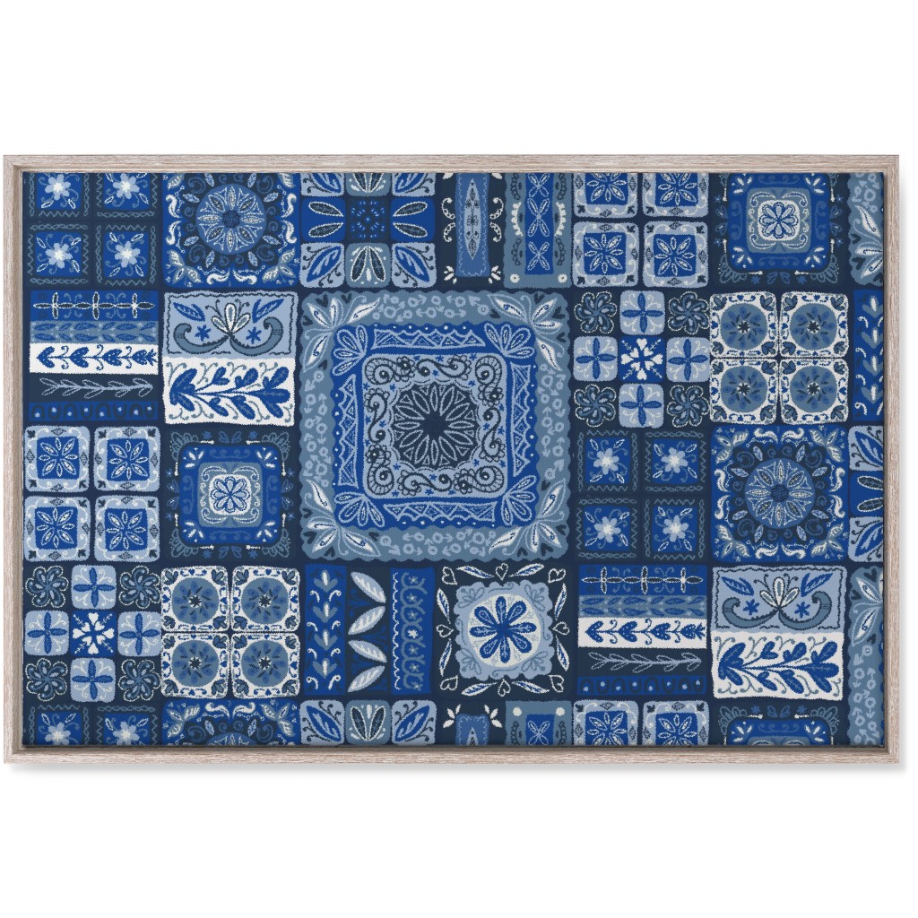 Grandma's Patchwork - Blue Wall Art, Rustic, Single piece, Canvas, 24x36, Blue