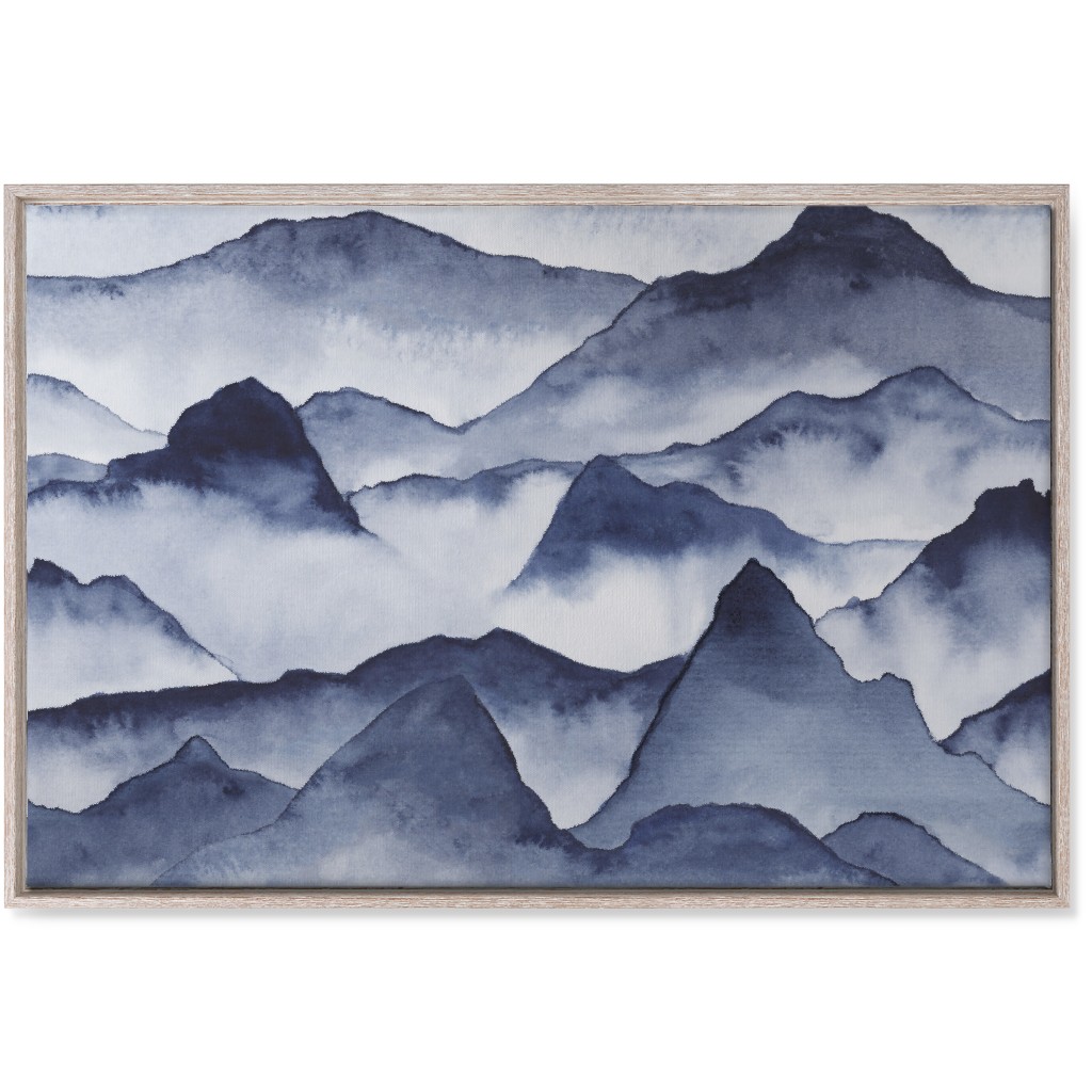 Watercolor Mountains - Blue Wall Art, Rustic, Single piece, Canvas, 24x36, Blue