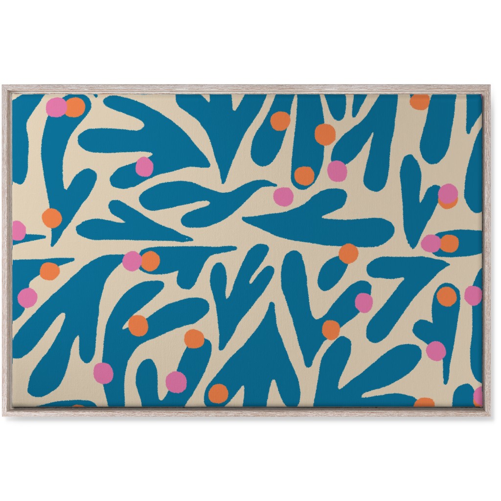 Funky Floral - Blue and White Wall Art, Rustic, Single piece, Canvas, 24x36, Blue, True Blue