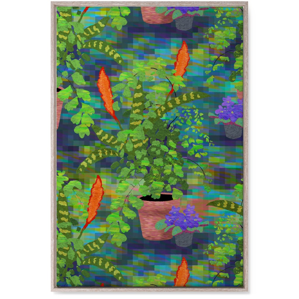 Impressionist Houseplants - Green Wall Art, Rustic, Single piece, Canvas, 24x36, Green, Classic Green