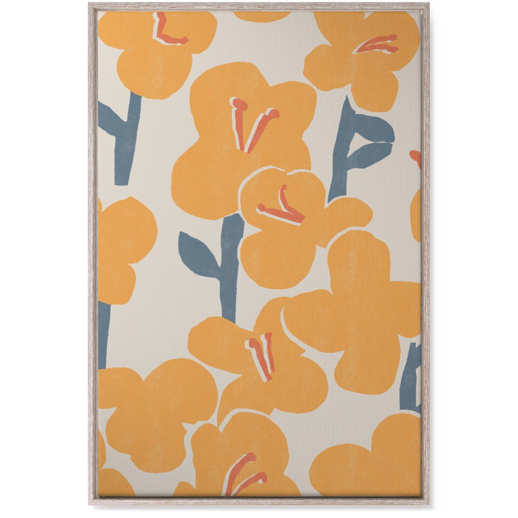 Field of Mod Flowers - Yellow Wall Art, Rustic, Single piece, Canvas, 24x36, Yellow, Classic Yellow