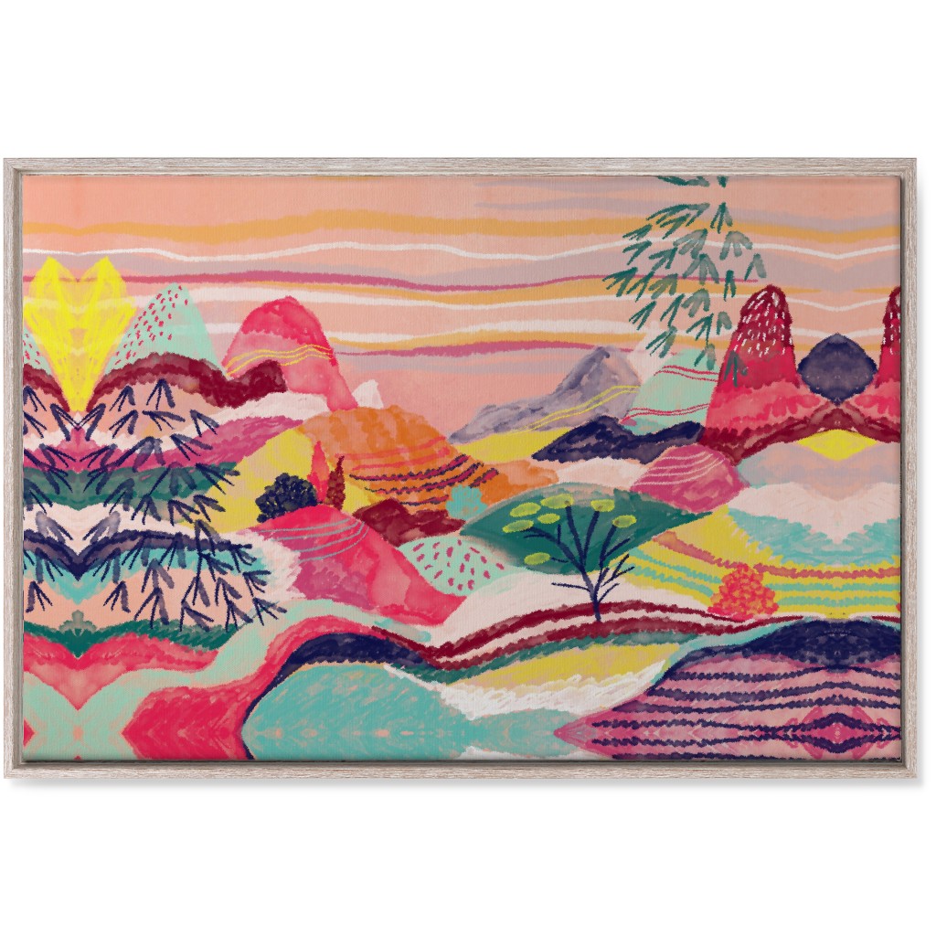 Dreamy Hills Abstract - Vibrant Wall Art, Rustic, Single piece, Canvas, 24x36, Multicolor