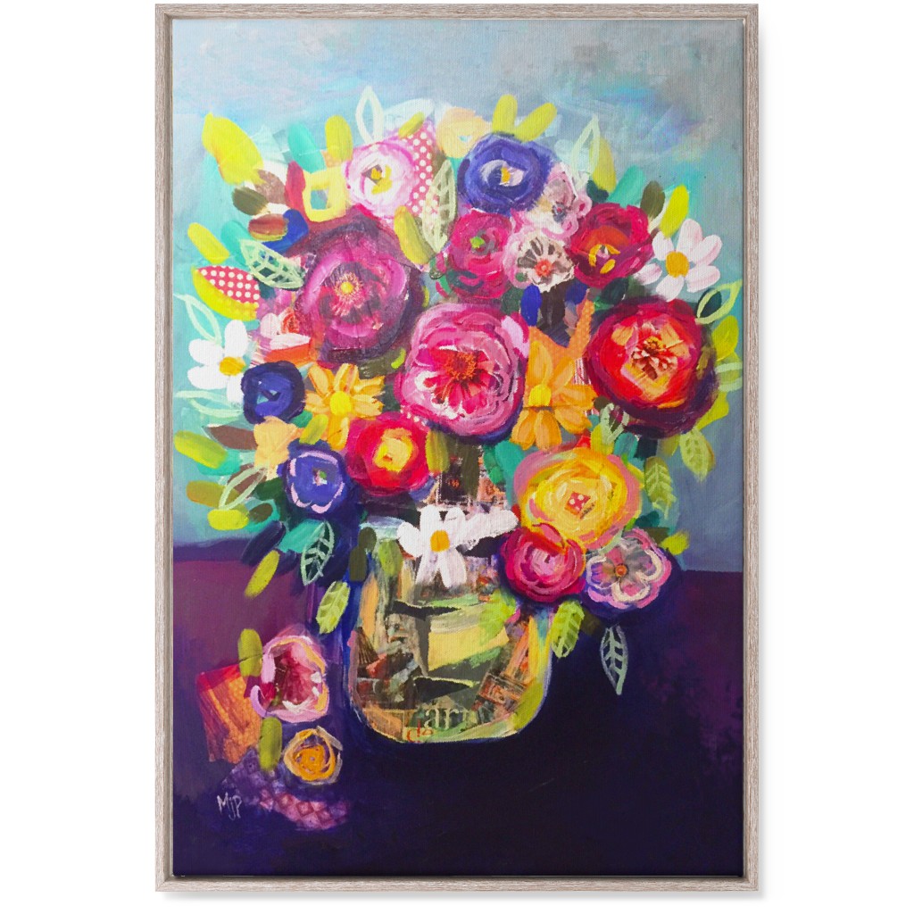 Acrylic Summer Floral Bouquet - Vibrant Wall Art, Rustic, Single piece, Canvas, 24x36, Multicolor