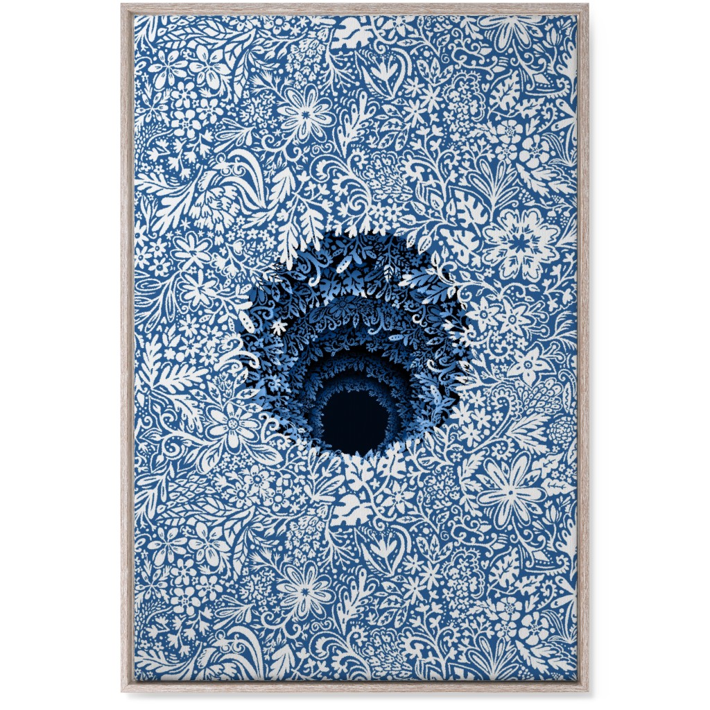 Deep Down Colorful Floral Abstract Wall Art, Rustic, Single piece, Canvas, 24x36, Blue, Mist