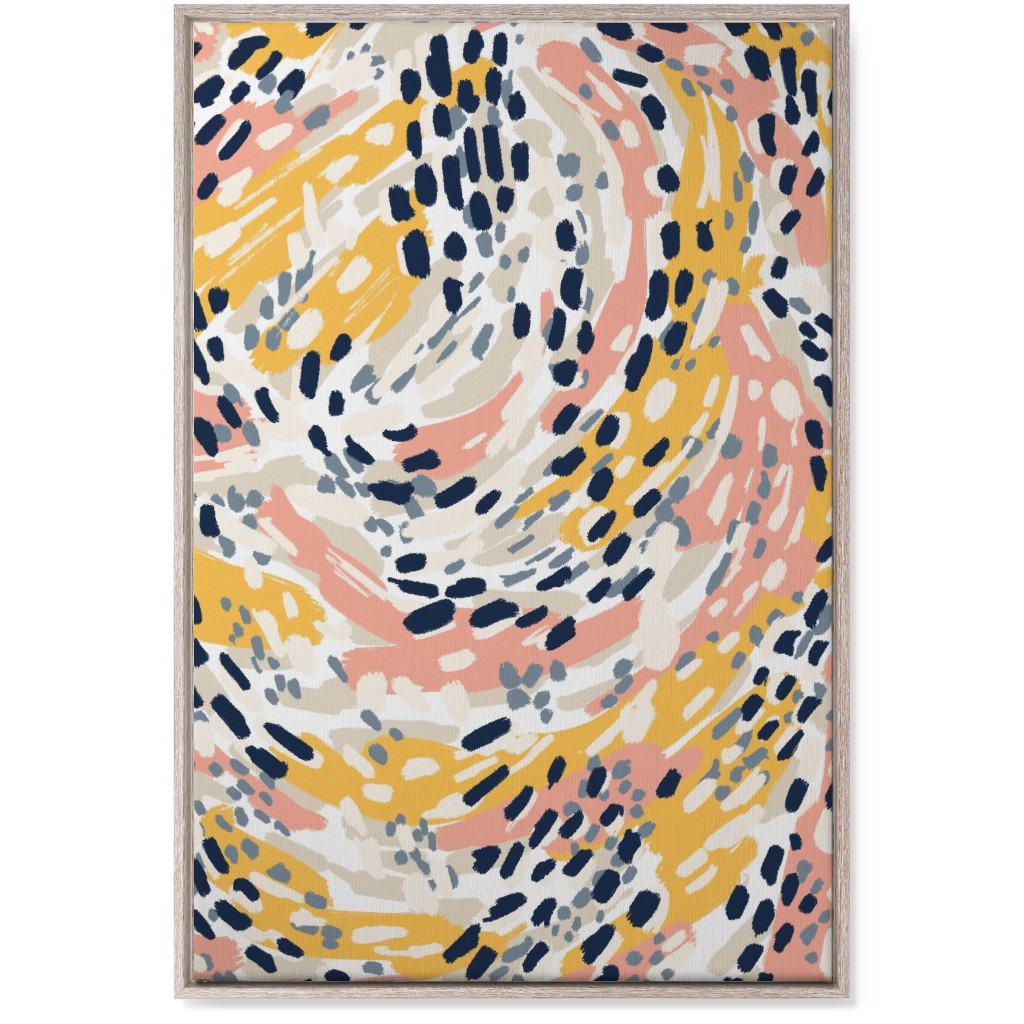 Abstract Painterly Swirls, Dots and Brushstrokes - Multi Wall Art, Rustic, Single piece, Canvas, 24x36, Multicolor
