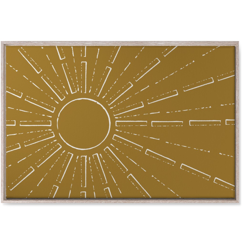 Midcentury Sunburst Wall Art, Rustic, Single piece, Canvas, 24x36, Yellow