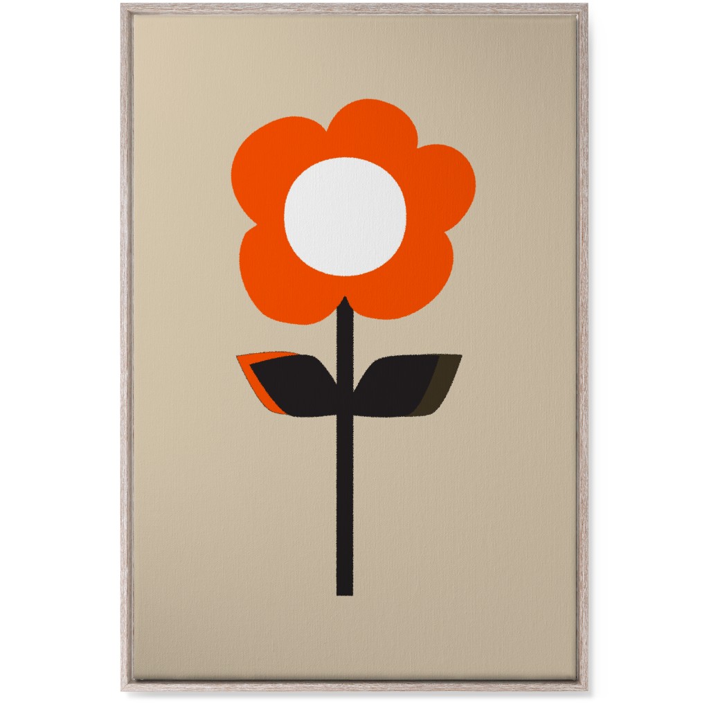 Retro Flower Wall Art, Rustic, Single piece, Canvas, 24x36, Red