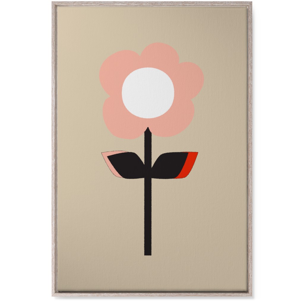 Retro Flower Wall Art, Rustic, Single piece, Canvas, 24x36, Pink