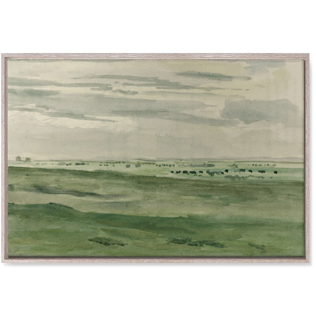 Watercolor Fields Wall Art, Rustic, Single piece, Canvas, 24x36, Green