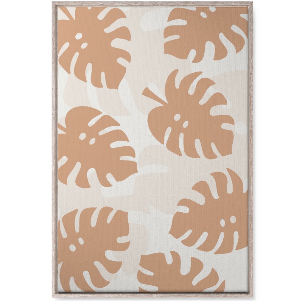 Monstera Leaves in Earth Tones Wall Art, Rustic, Single piece, Canvas, 24x36, Orange