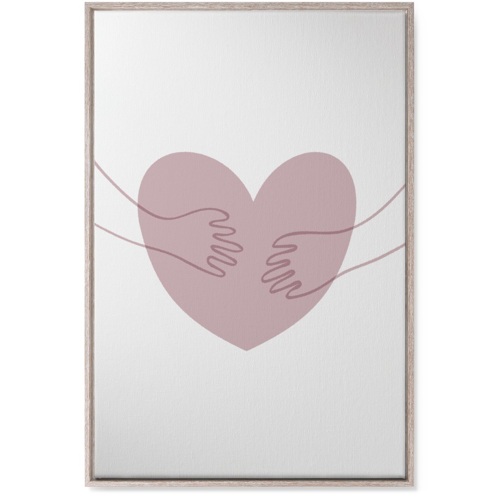 Hugs and Heart - Pink Wall Art, Rustic, Single piece, Canvas, 24x36, Pink, Bright Pink