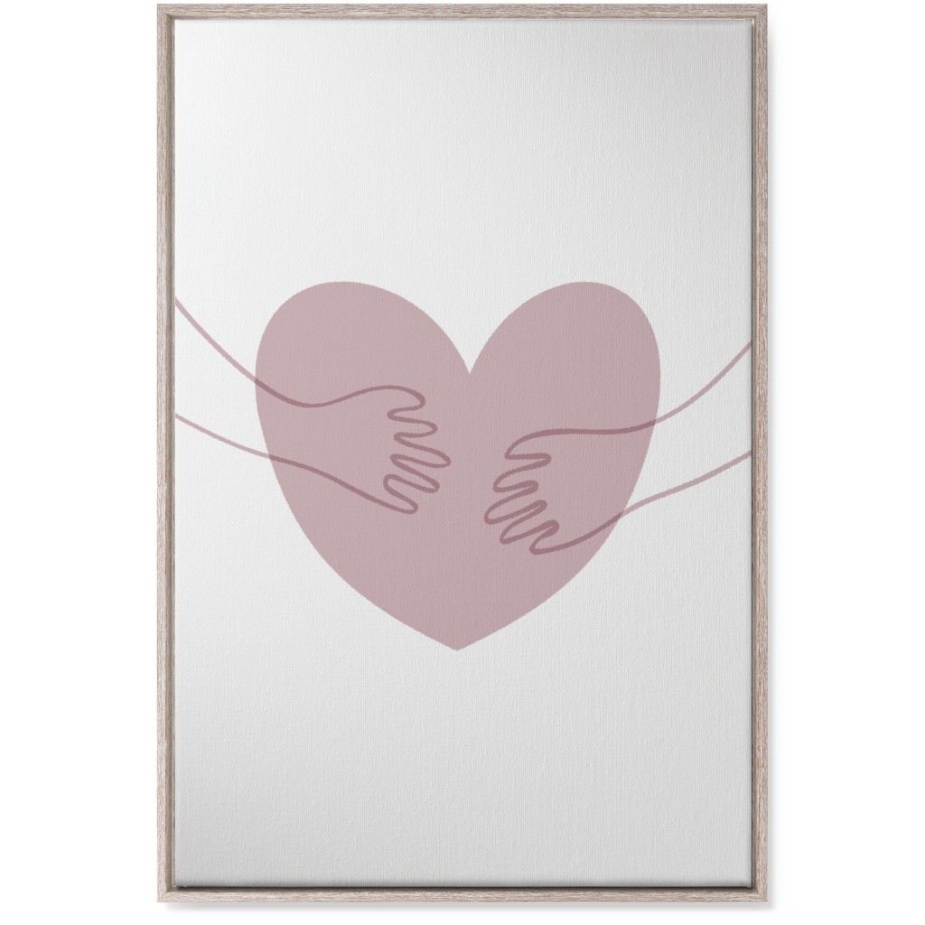 Hugs and Heart - Pink Wall Art, Rustic, Single piece, Canvas, 24x36, Pink