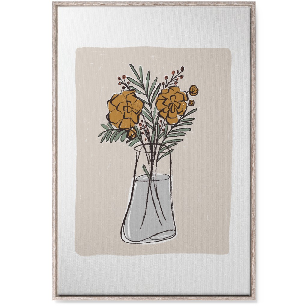 Bouquet Study - Yellow on Beige Wall Art, Rustic, Single piece, Canvas, 24x36, Beige