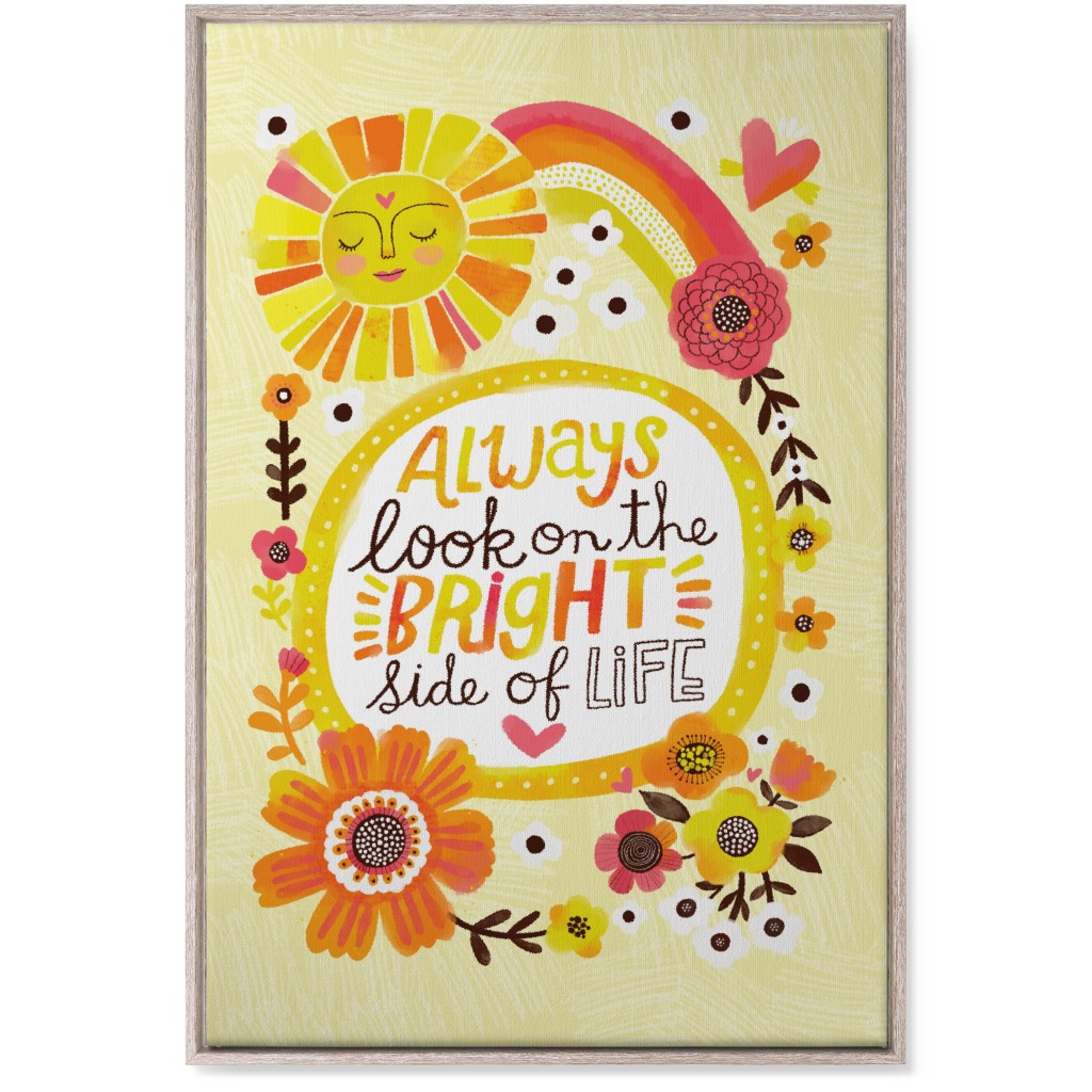 Always Look on the Bright Side of Life - Yellow Wall Art, Rustic, Single piece, Canvas, 24x36, Yellow, Classic Yellow