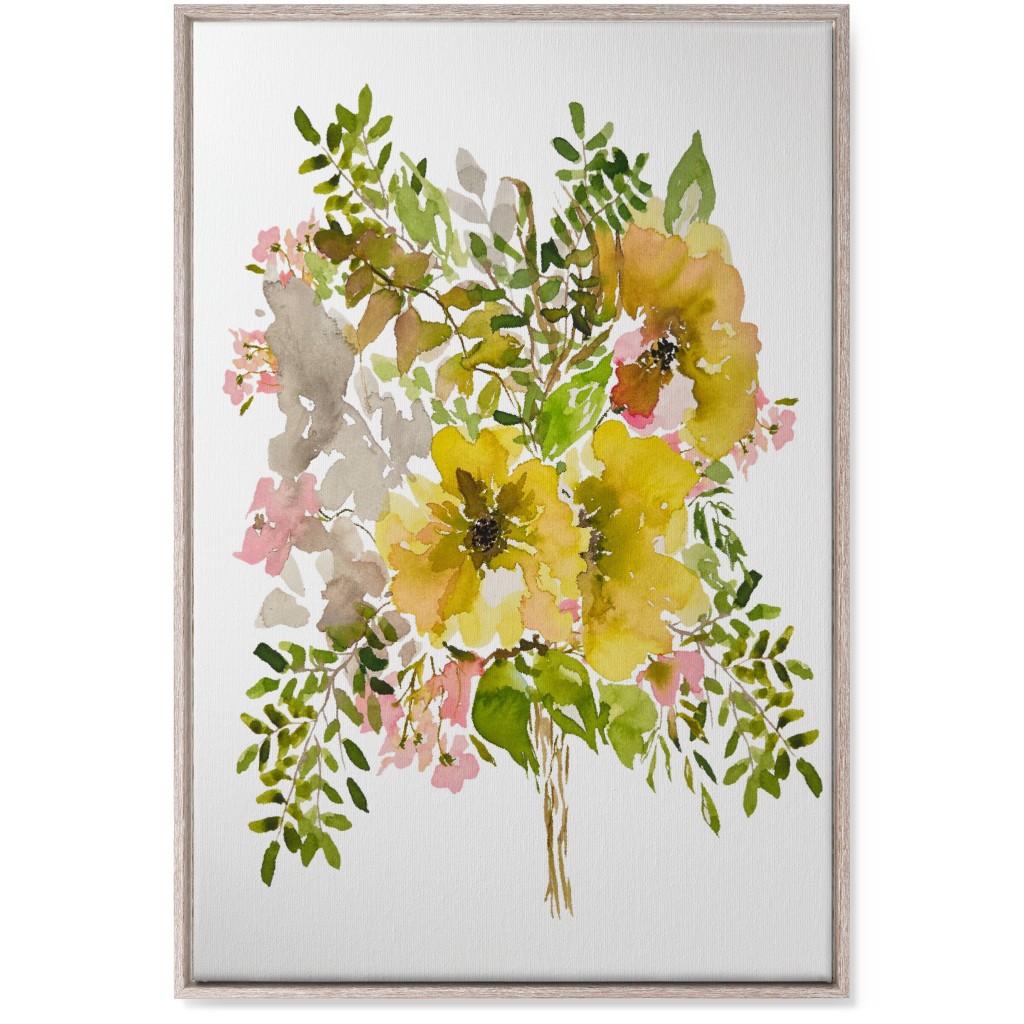 Floral Bouquet - Yellow Wall Art, Rustic, Single piece, Canvas, 24x36, Yellow