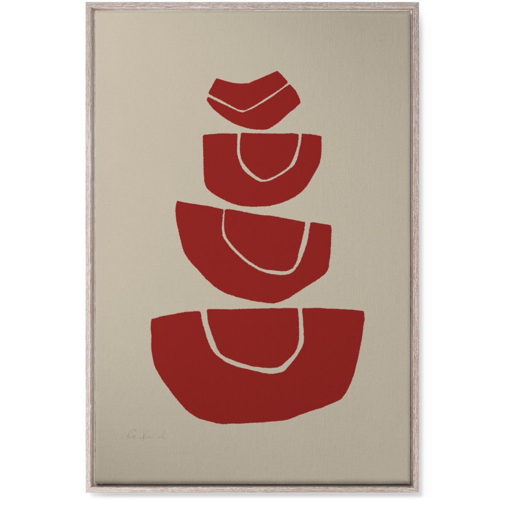 Geometric Stack Abstract Wall Art, Rustic, Single piece, Canvas, 24x36, Red