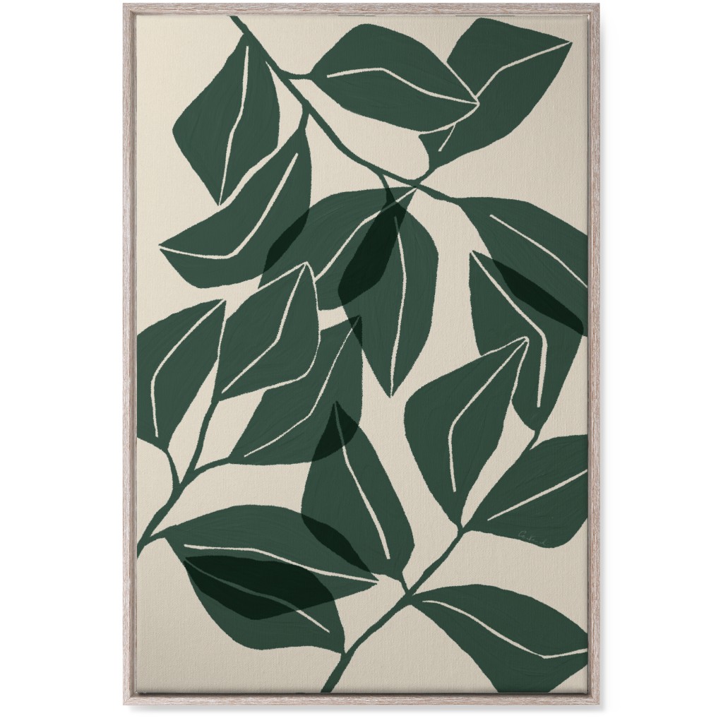 Botanical Ficus Leaves Wall Art, Rustic, Single piece, Canvas, 24x36, Green, Spruce