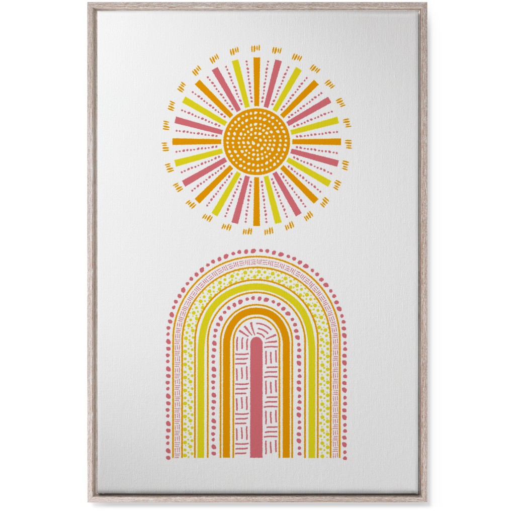 Boho Rainbow and Sun - Warm Wall Art, Rustic, Single piece, Canvas, 24x36, Multicolor