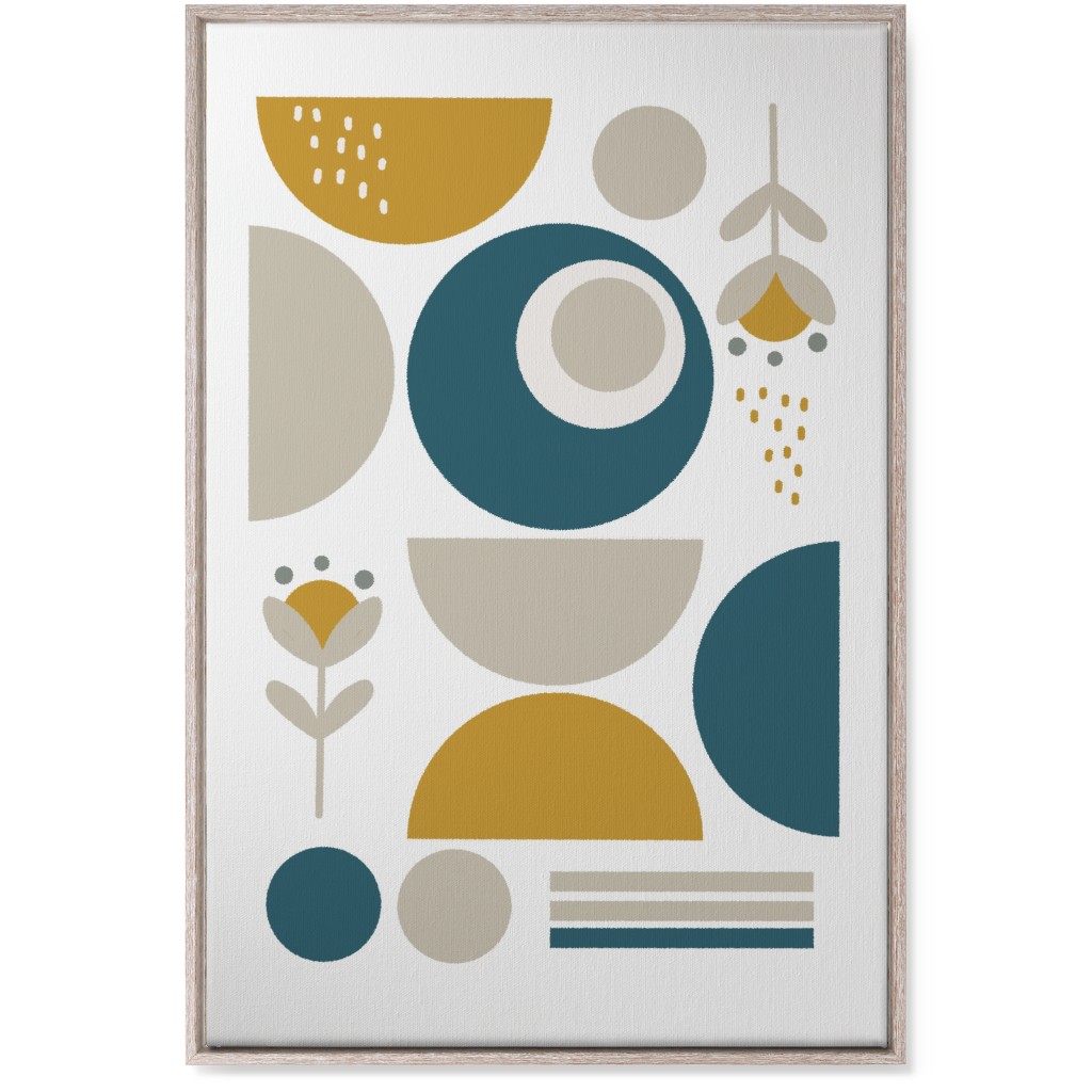 Abstract Floral - Yellow and Blue Wall Art, Rustic, Single piece, Canvas, 24x36, Multicolor