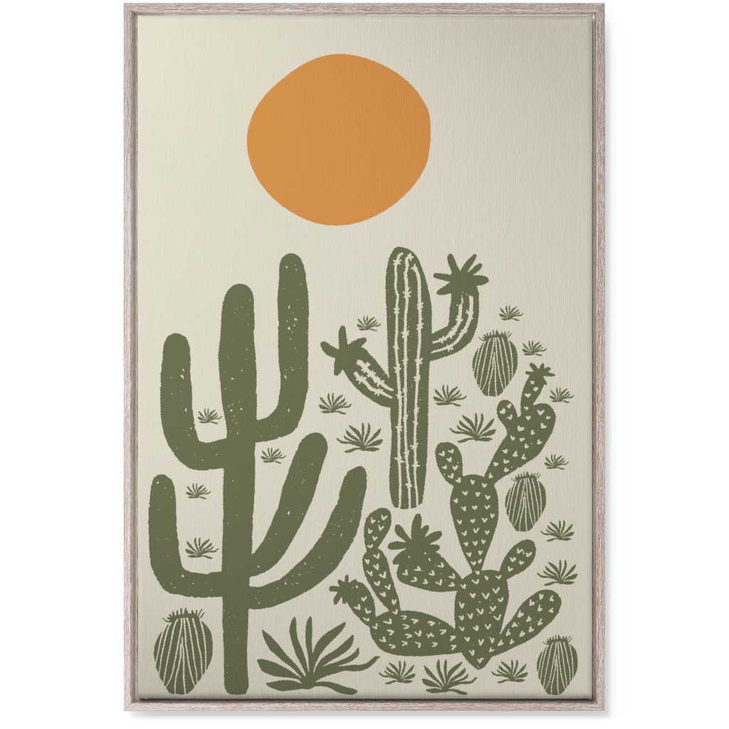 Cactus - Earth Tones Wall Art, Rustic, Single piece, Canvas, 24x36, Beige