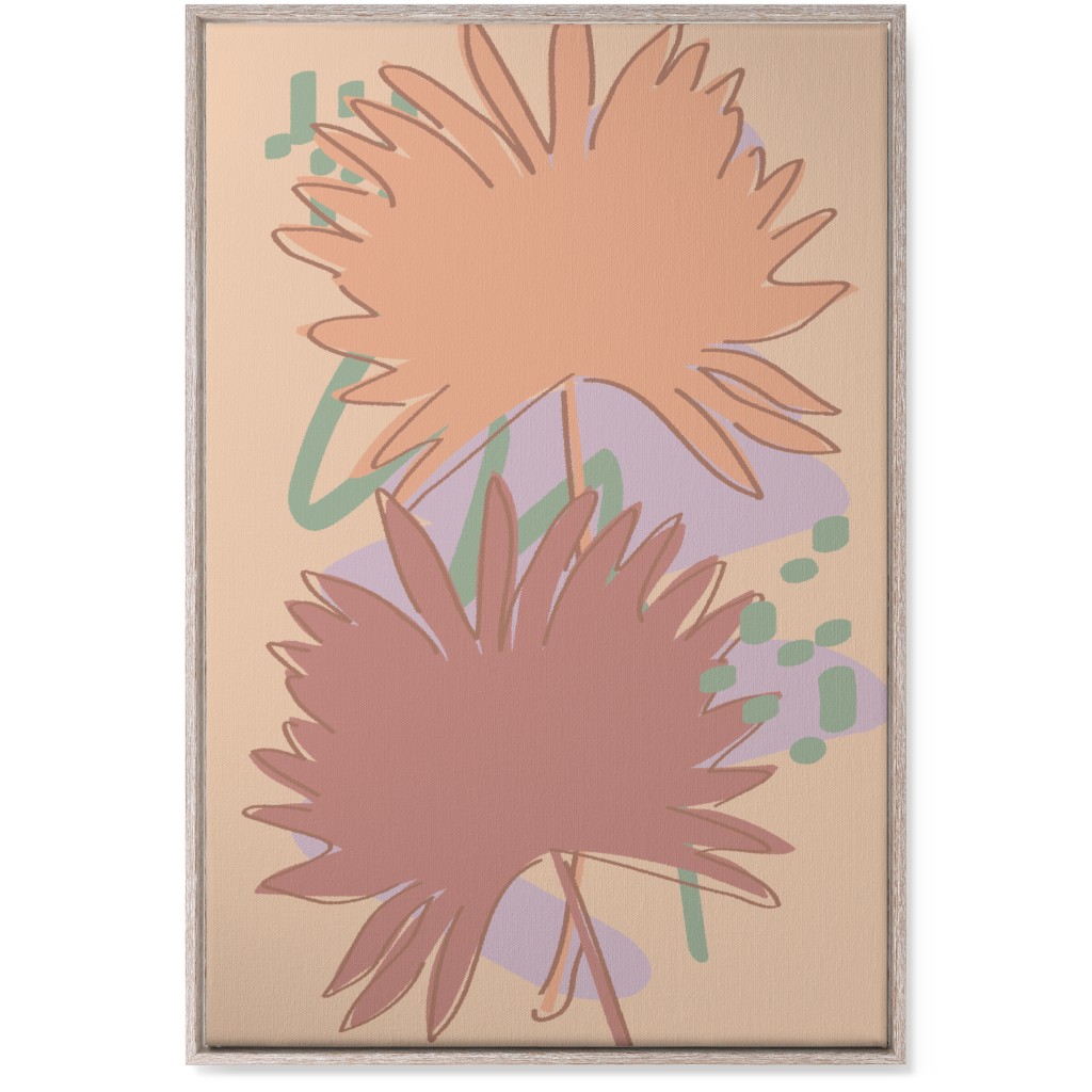 Modern Sabal Palm - Pink Wall Art, Rustic, Single piece, Canvas, 24x36, Orange