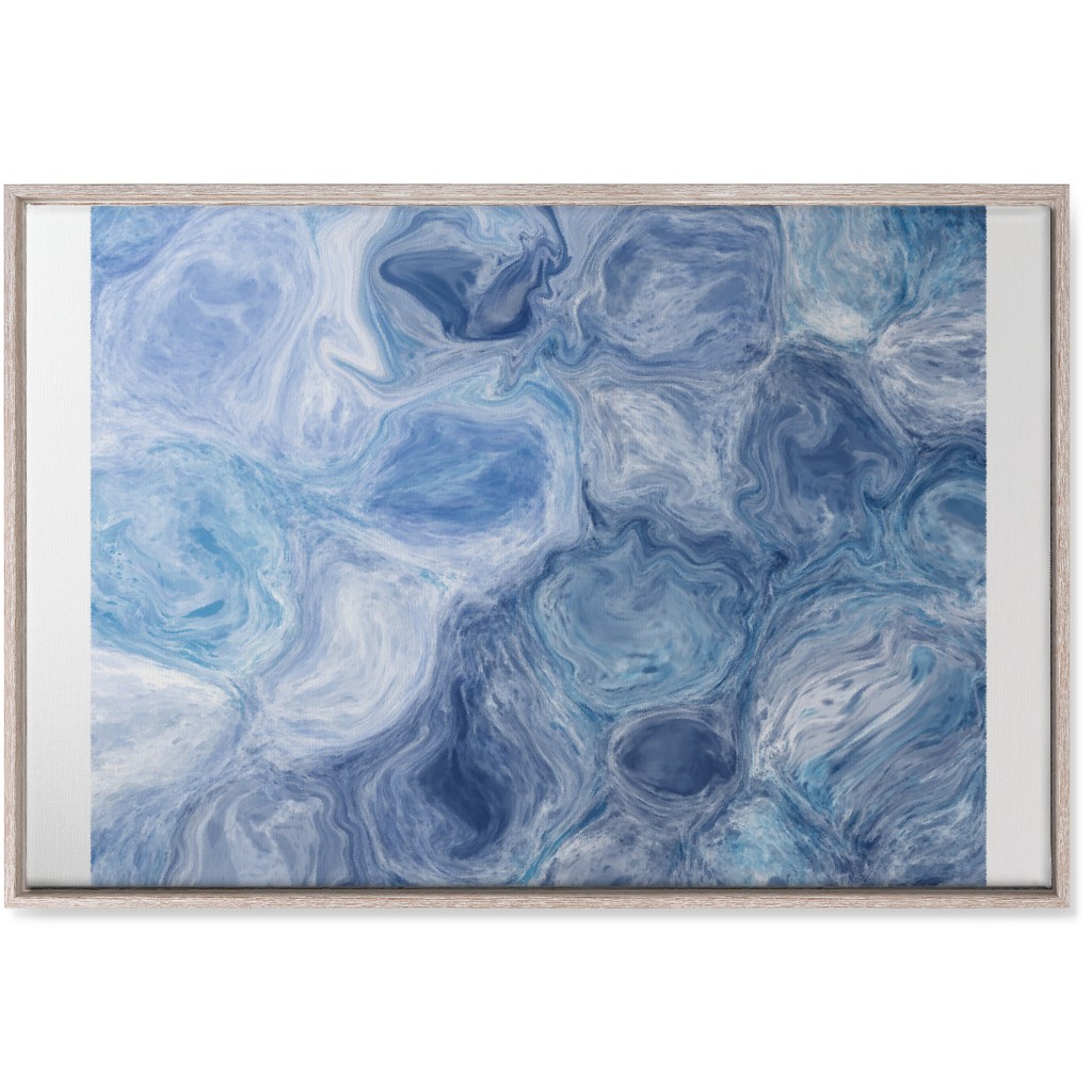 Abstract Acrylic Pour Ripple - Blue Wall Art, Rustic, Single piece, Canvas, 24x36, Blue