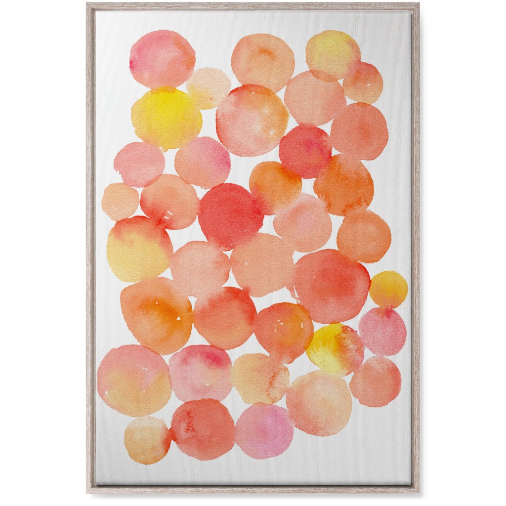Watercolor Circles Wall Art, Rustic, Single piece, Canvas, 24x36, Orange