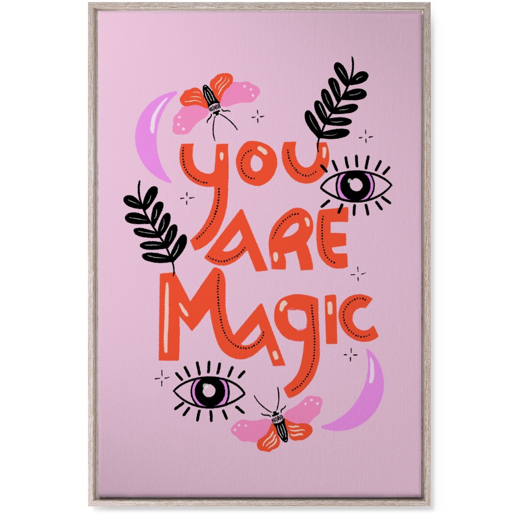 You Are Magin - Red and Pink Wall Art, Rustic, Single piece, Canvas, 24x36, Pink, Bright Pink