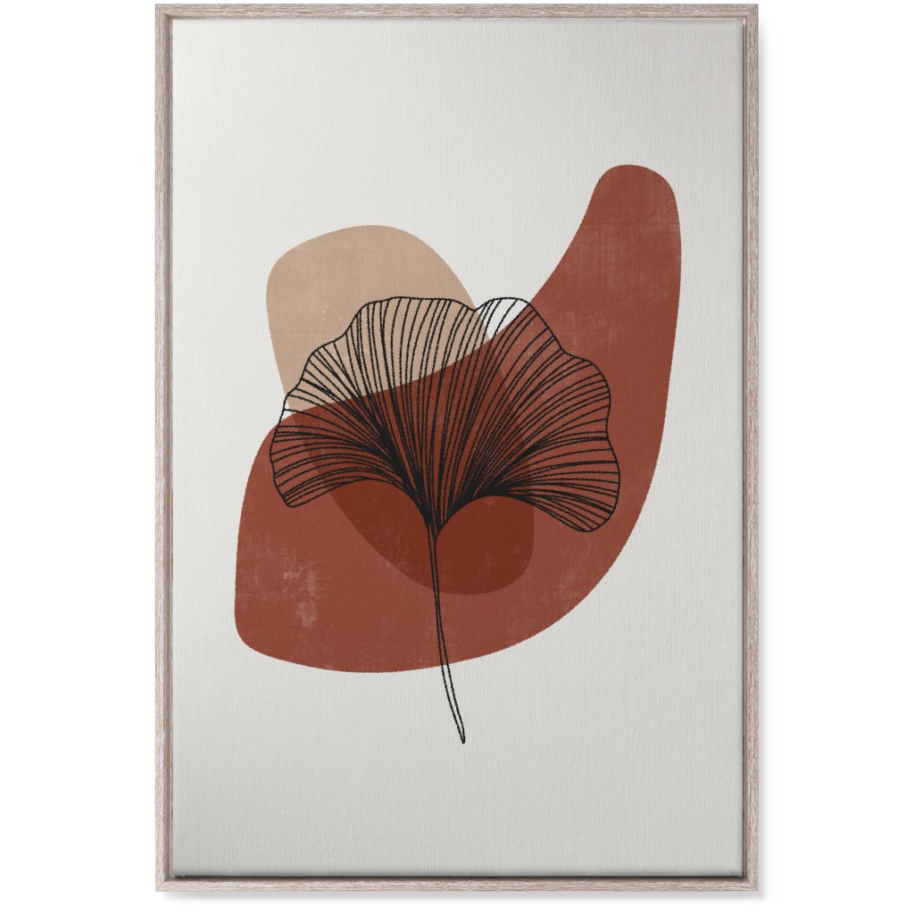 Abstract Ginko - Terracotta and Ivory Wall Art, Rustic, Single piece, Canvas, 24x36, Brown