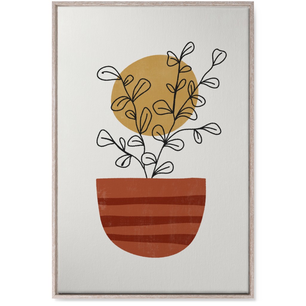 Abstract Flower Pot - Terracotta and Ivory Wall Art, Rustic, Single piece, Canvas, 24x36, Brown