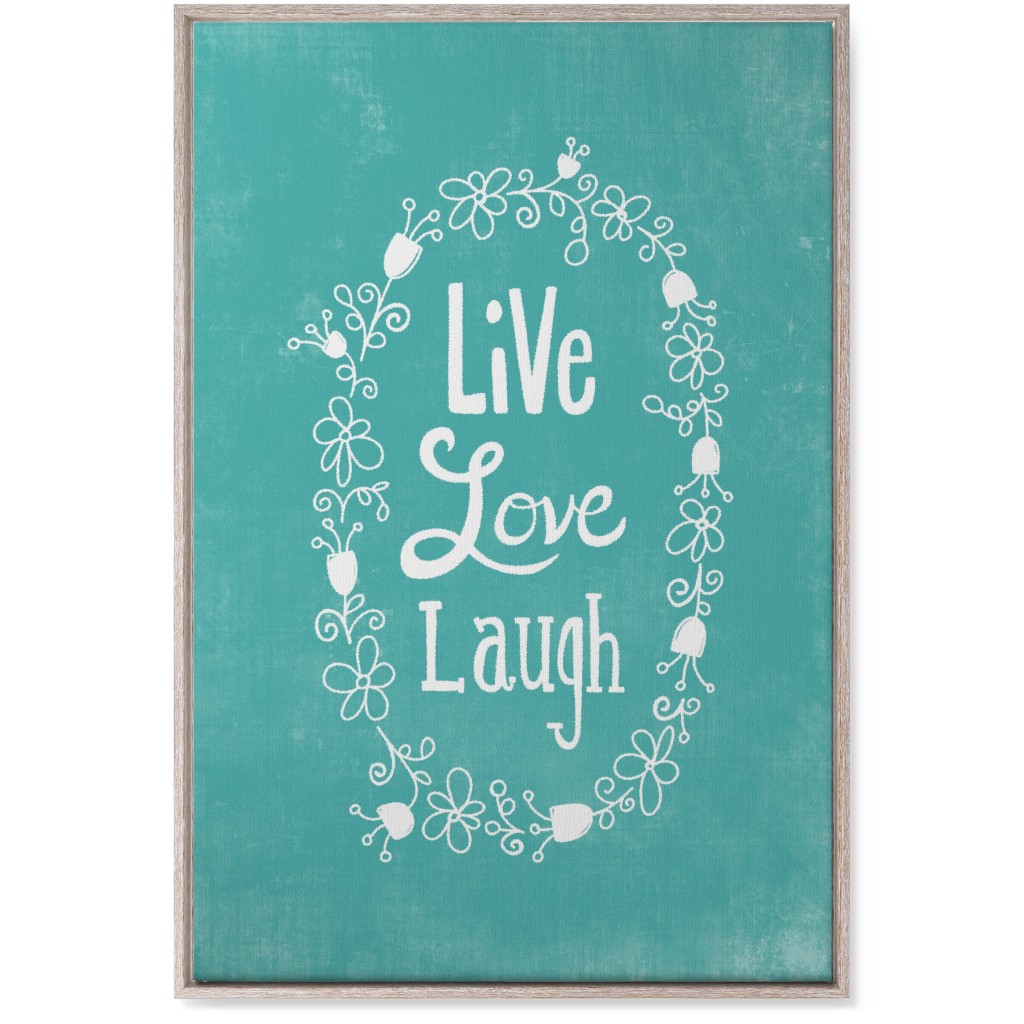 Live, Laugh, Love - Aqua Wall Art, Rustic, Single piece, Canvas, 24x36, Green