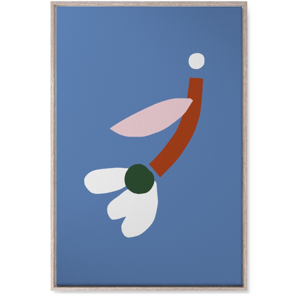 Flower - Multi on Blue Wall Art, Rustic, Single piece, Canvas, 24x36, Blue, True Blue