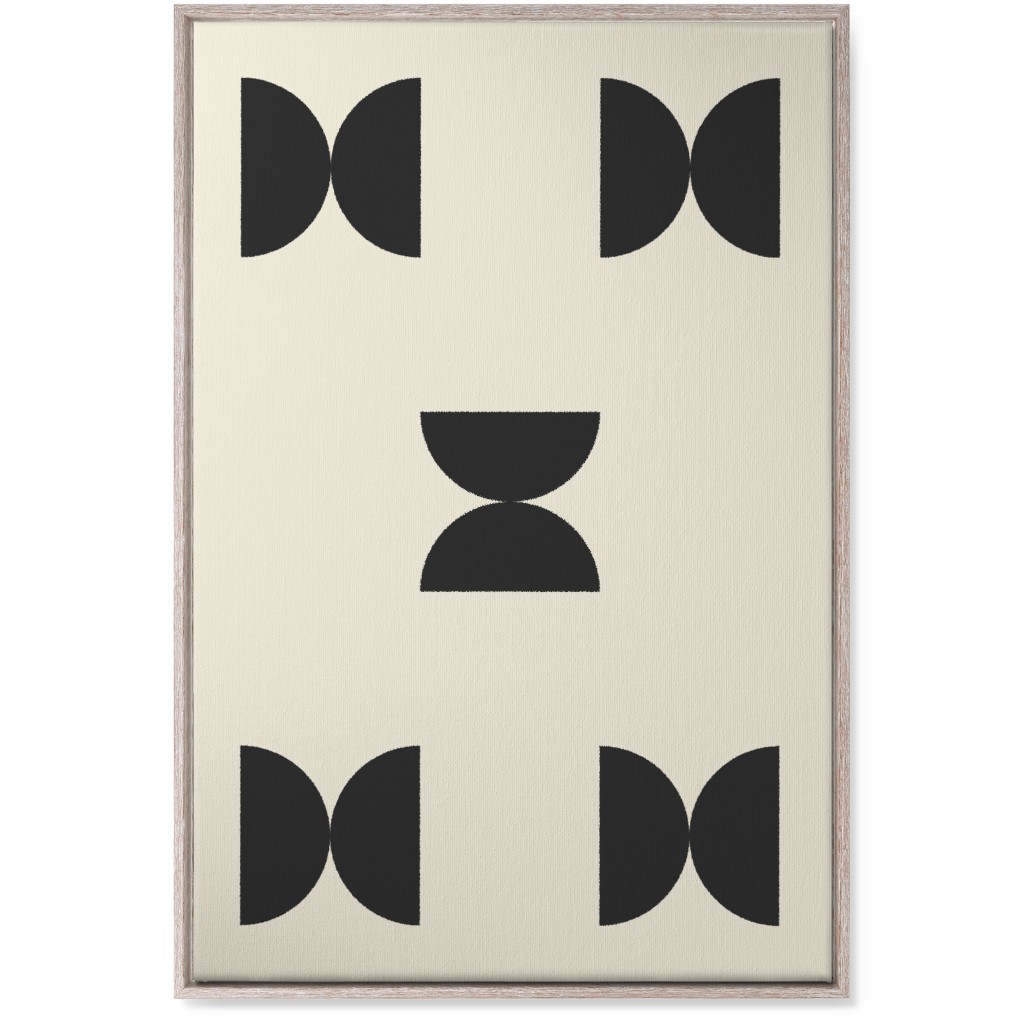 Minimal Geometric Abstract Bauhuas - Cream and Black Wall Art, Rustic, Single piece, Canvas, 24x36, Beige, Pearl