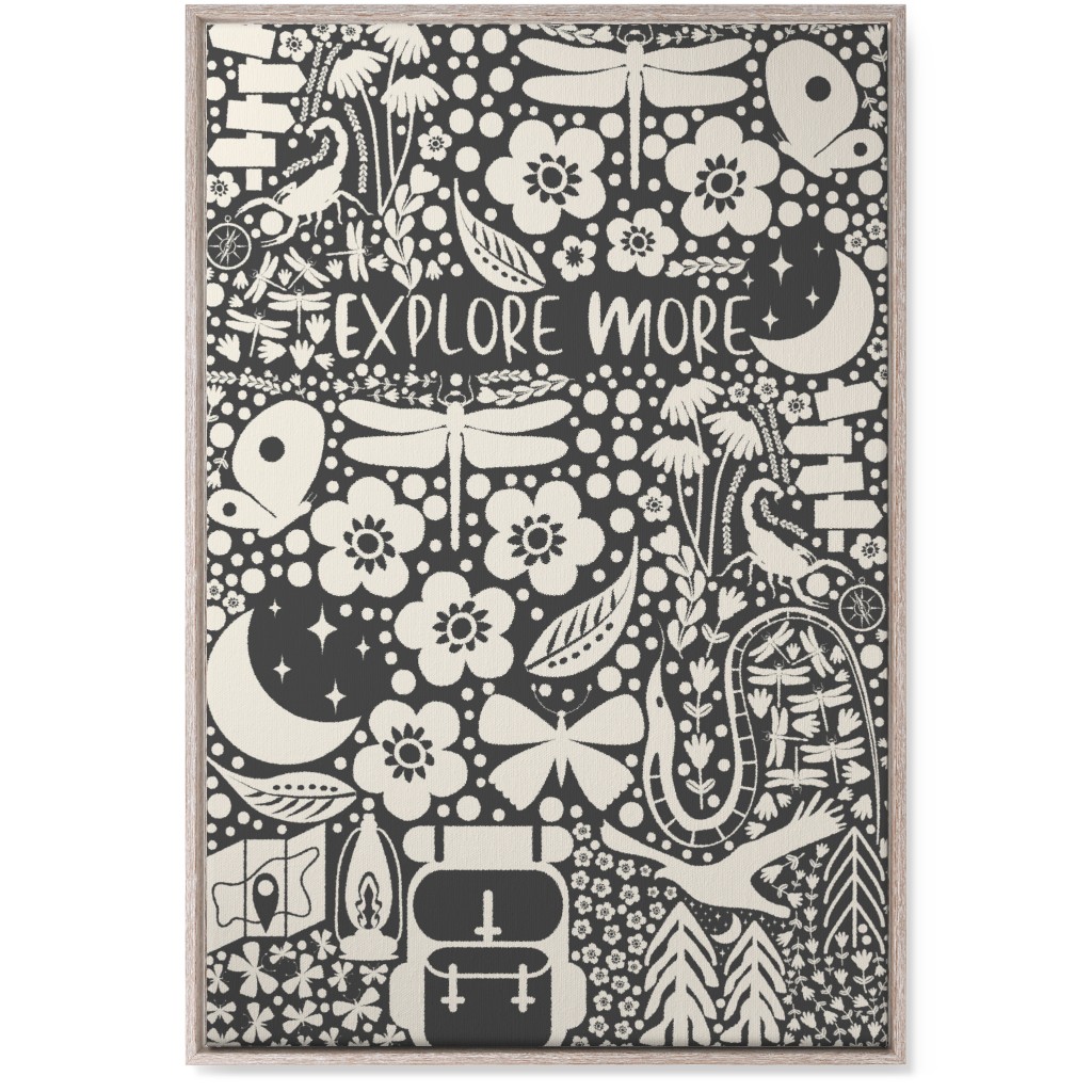 Explore More, Adventure - Black and White Wall Art, Rustic, Single piece, Canvas, 24x36, Black