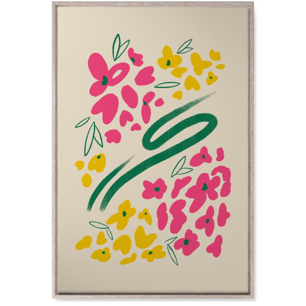 Greek Flowers - Multi on Beige Wall Art, Rustic, Single piece, Canvas, 24x36, Multicolor