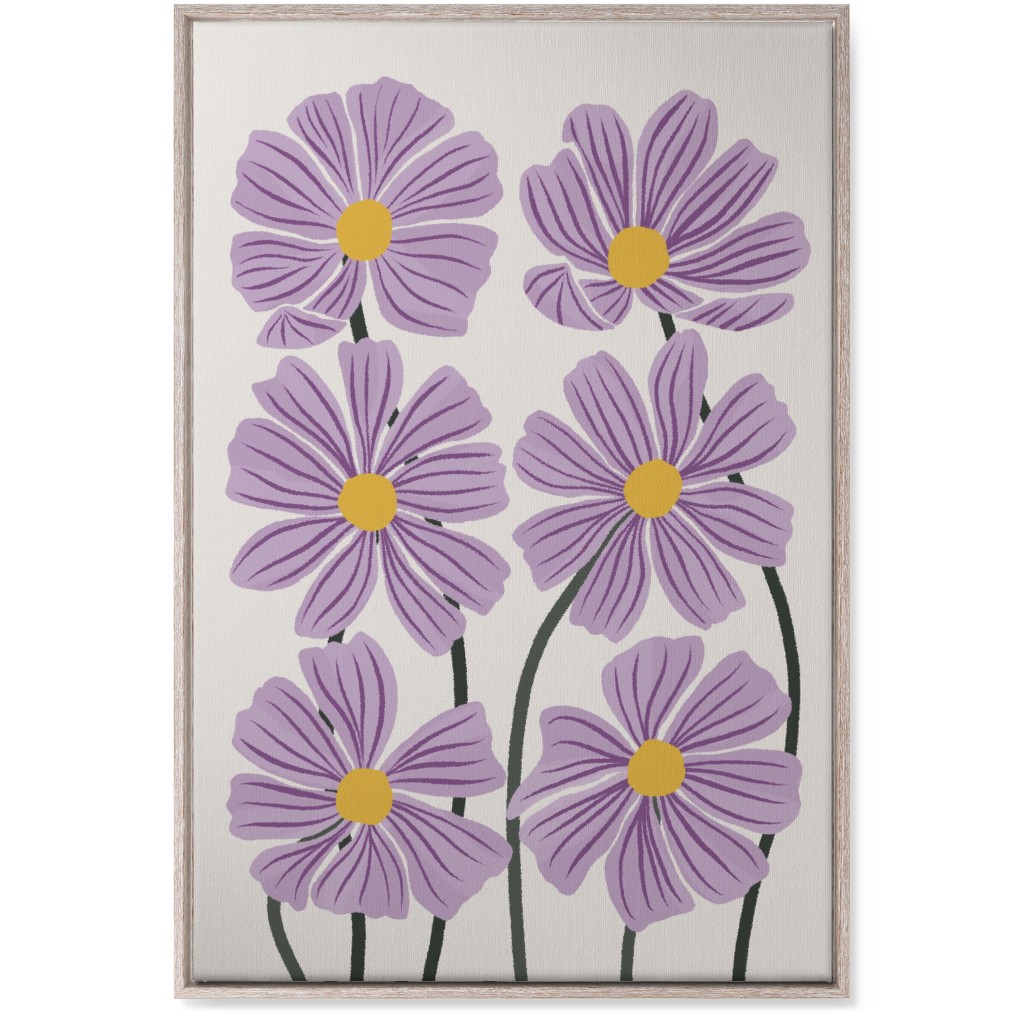 Botanical Cosmos Flowers Wall Art, Rustic, Single piece, Canvas, 24x36, Purple