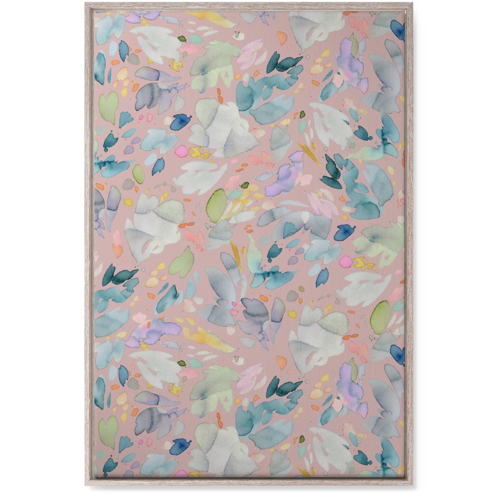 Abstract Petal Flowering Wall Art, Rustic, Single piece, Canvas, 24x36, Pink