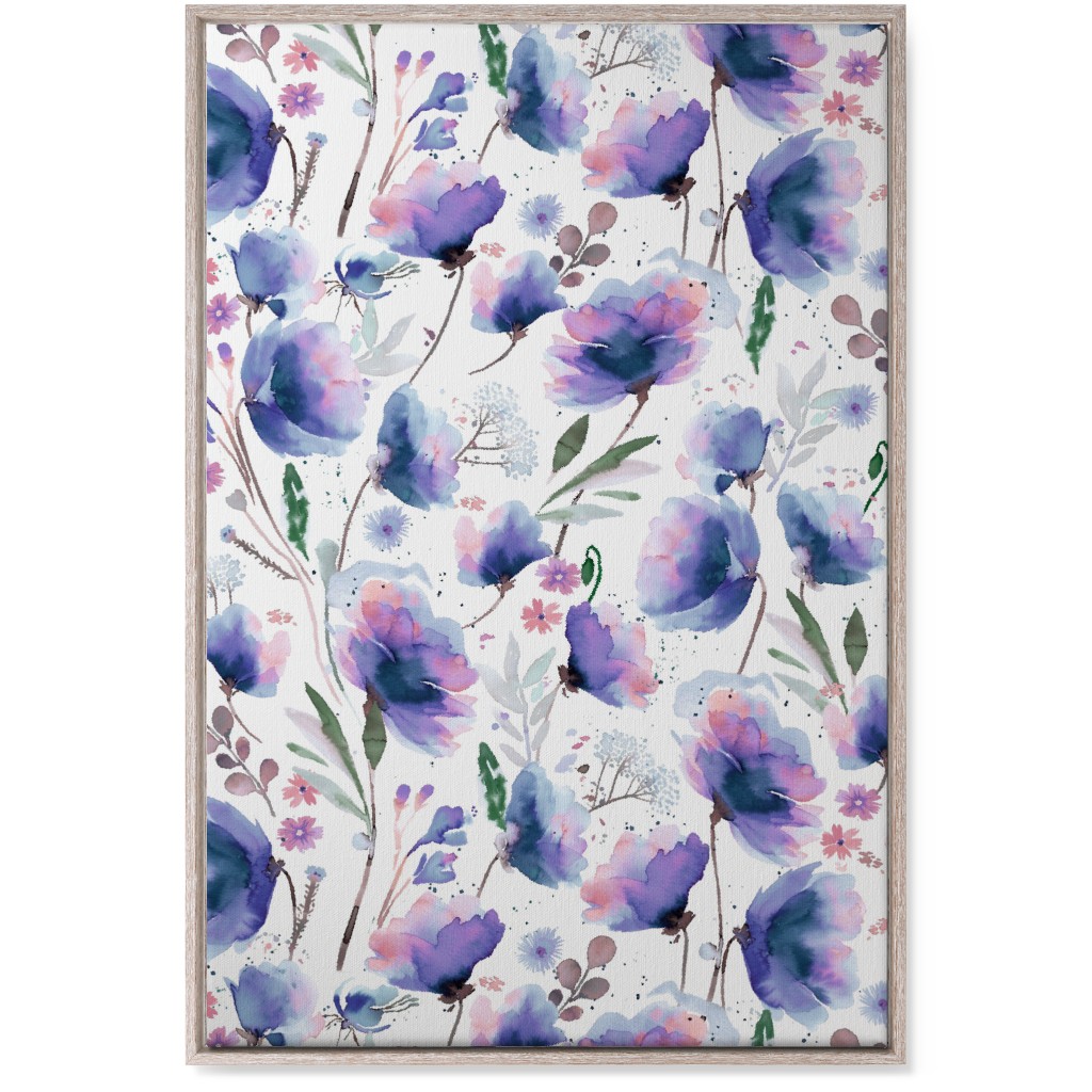 Abstract Poppies - Blue Wall Art, Rustic, Single piece, Canvas, 24x36, Blue, True Blue