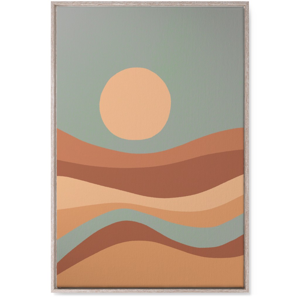 Tropical Seaside Sunrise With Waves - Blue and Orange Wall Art, Rustic, Single piece, Canvas, 24x36, Multicolor