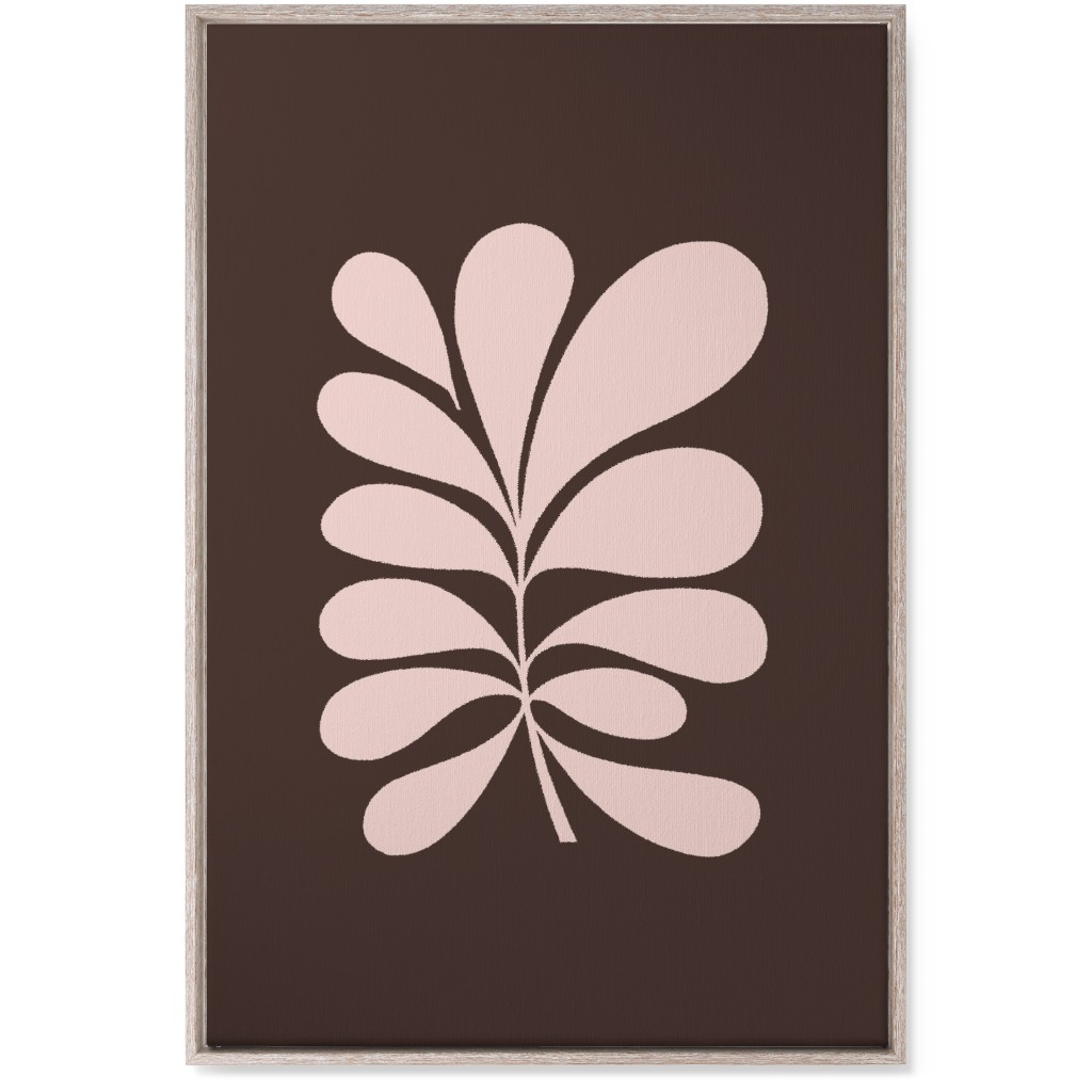 Minimal Foliage - Brown and Pink Wall Art, Rustic, Single piece, Canvas, 24x36, Brown, Brown